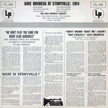 Dave Brubeck at Storyville 1954 - LP - back cover